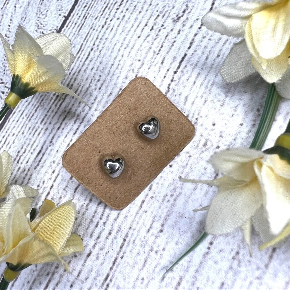 Heart Shape Silver Stud Earrings